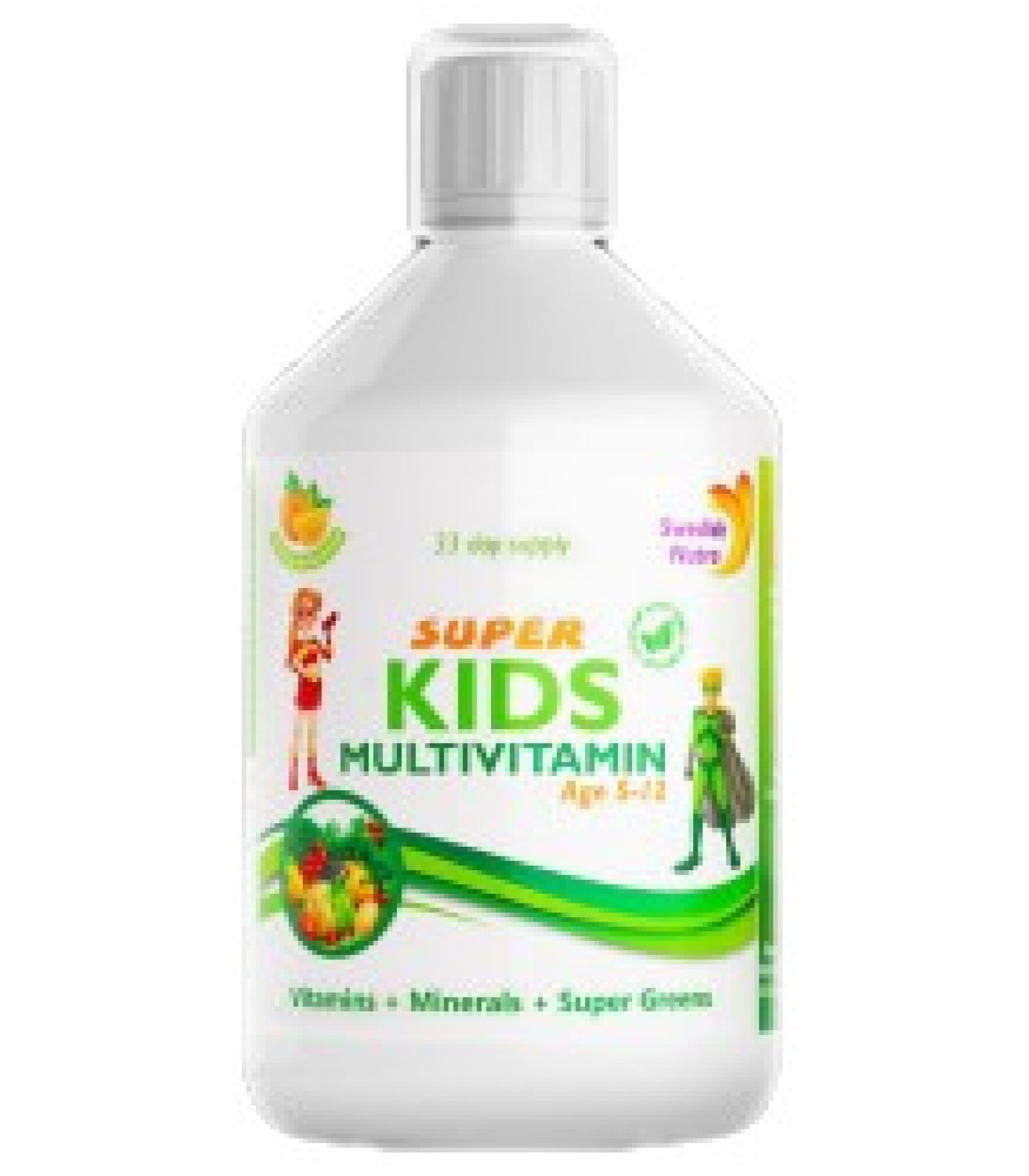 Swedish Nutra - Kids Multivitamin | Vitamins + Minerals + Super Greens / 500 мл, 33 дози​