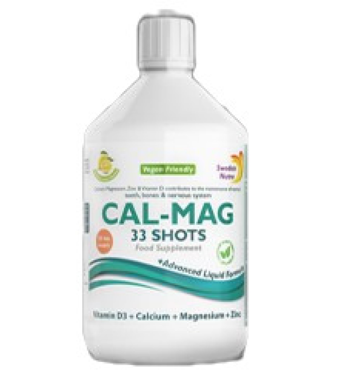 Swedish Nutra - Cal-Mag Liquid | + Vitamin C, D-3 & Zinc / 500 мл, 33 дози​
