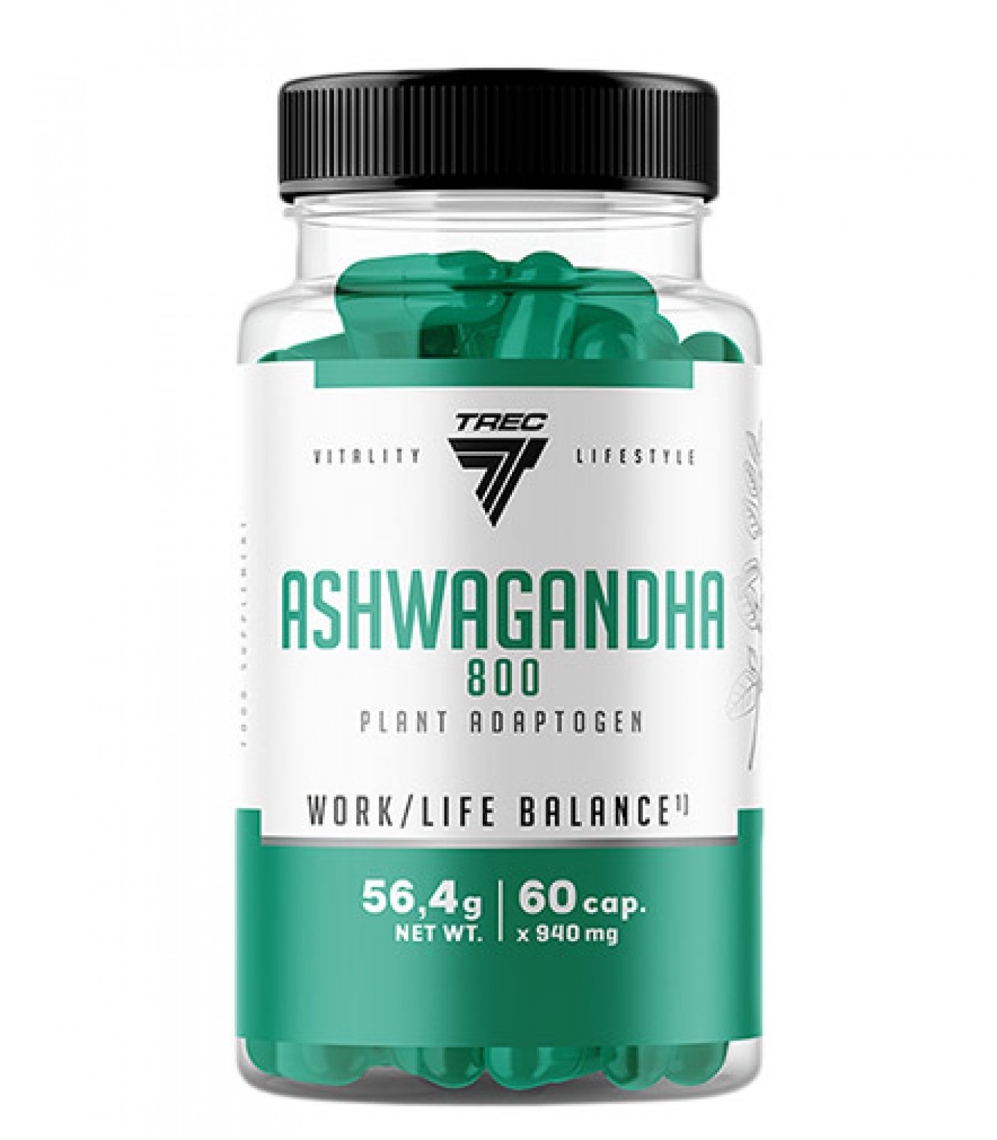 TREC NUTRITION Ashwagandha 800 | Plant Adaptogen / 60 Caps