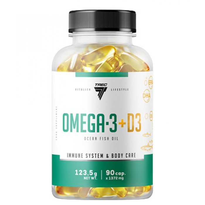 TREC NUTRITION Omega-3 + D3 / 90 Softgels