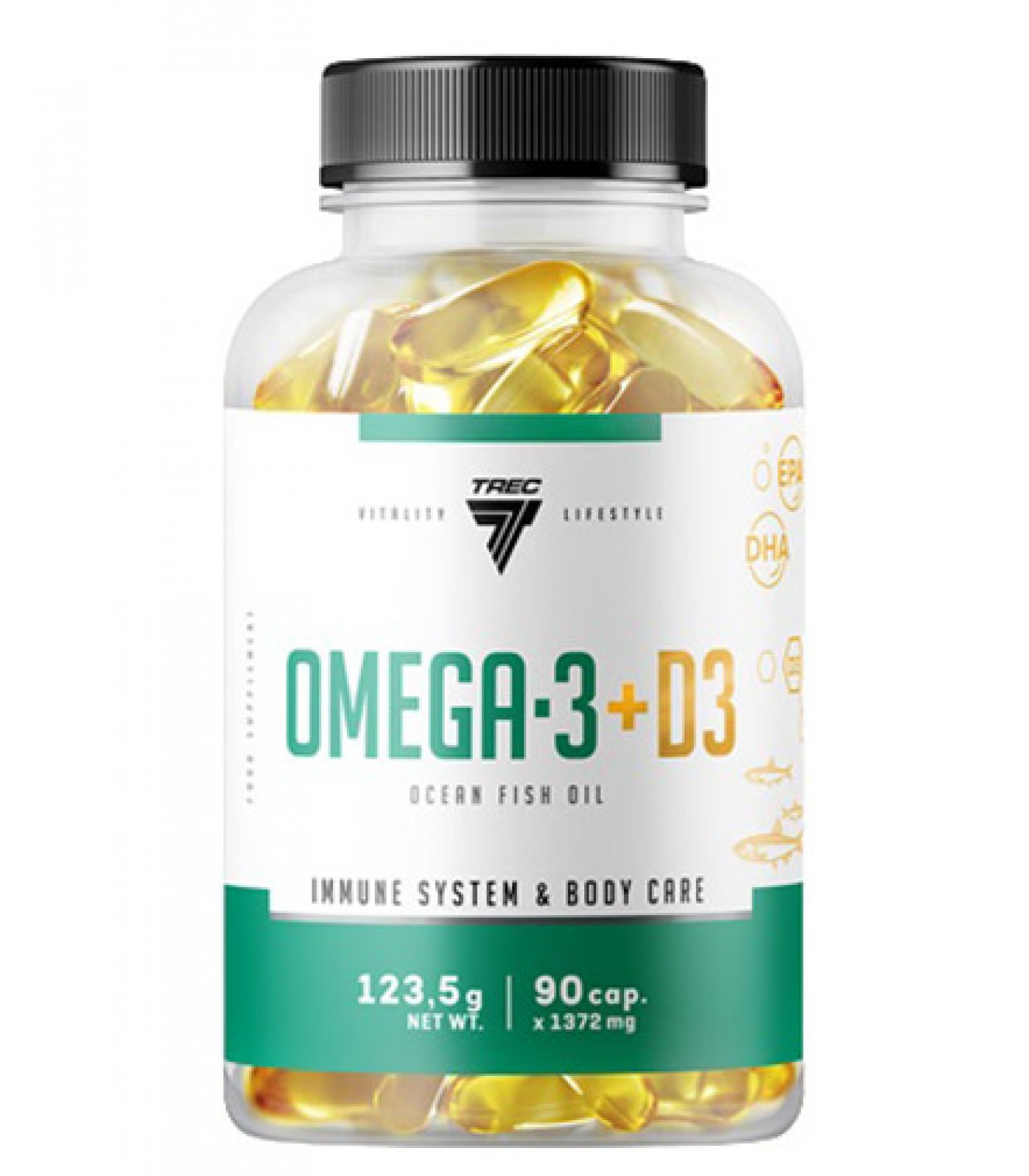 TREC NUTRITION Omega-3 + D3 / 90 Softgels