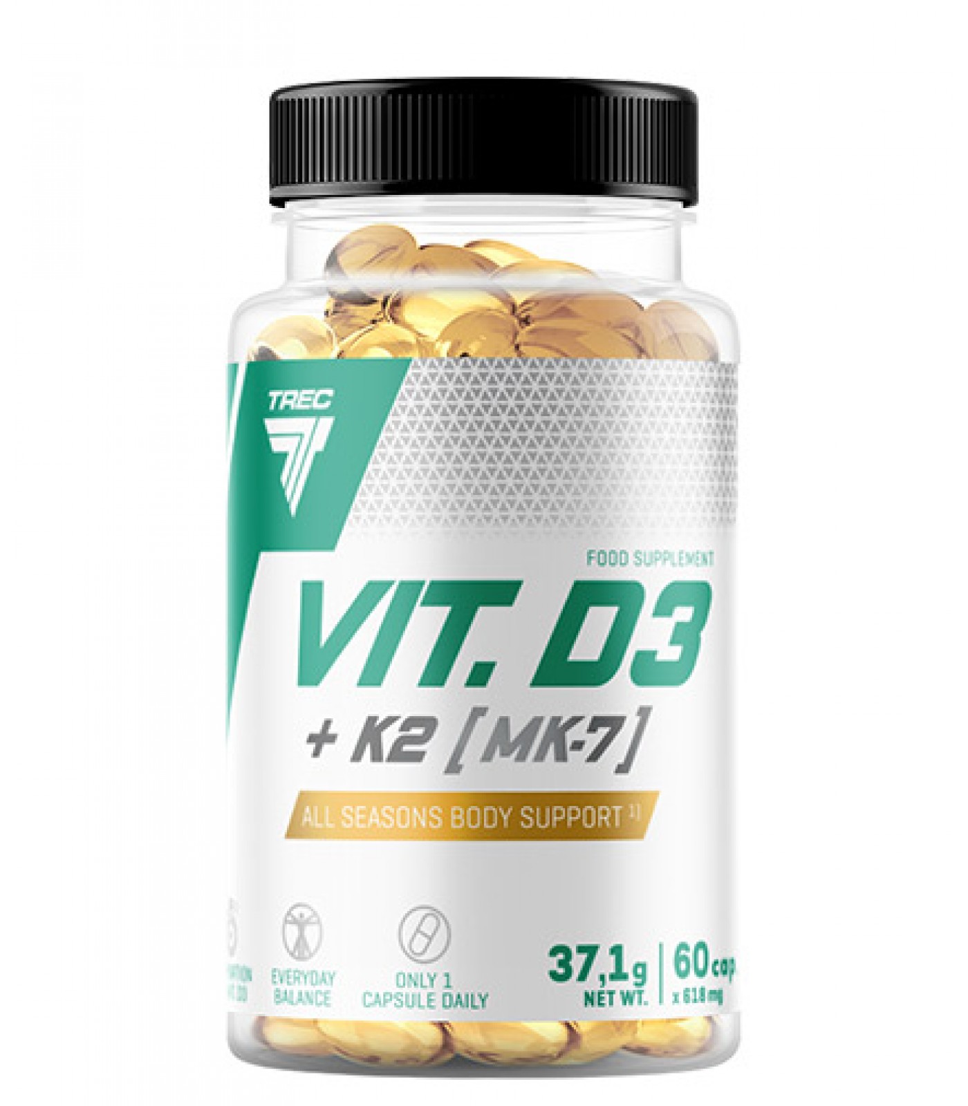 TREC NUTRITION Vitamin D3 + K2 (MK-7) / 60 Caps