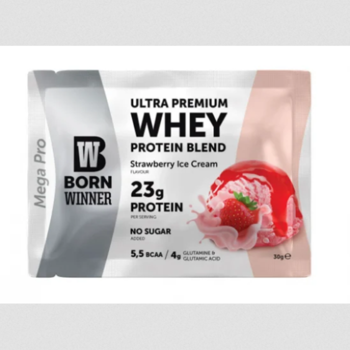 Born Winner Суроватъчен протеин на прах - Ягодов сладолед 30 гр.