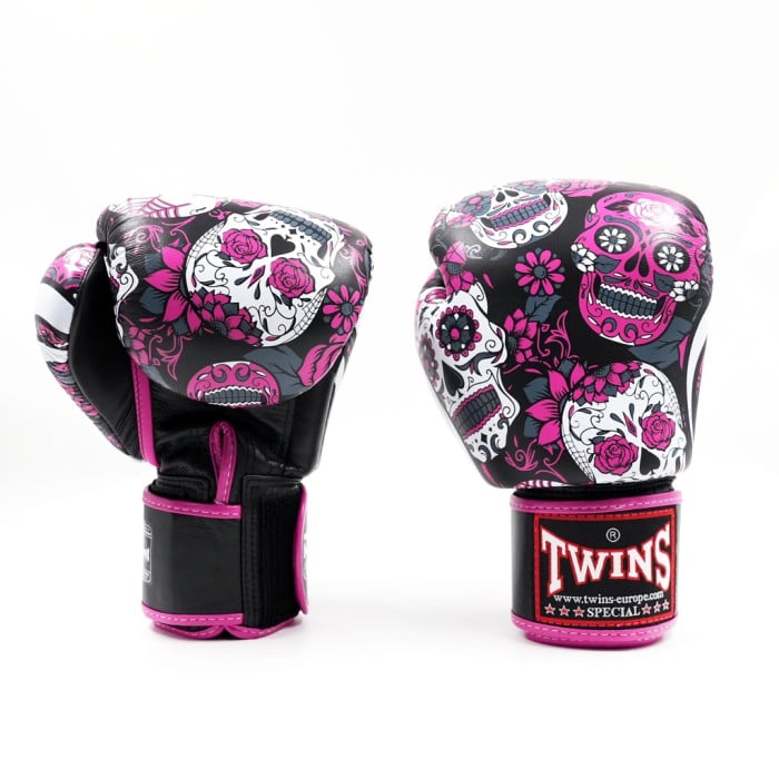 Боксови ръкавици - TWINS - FBGVL 3 SKULL PINK