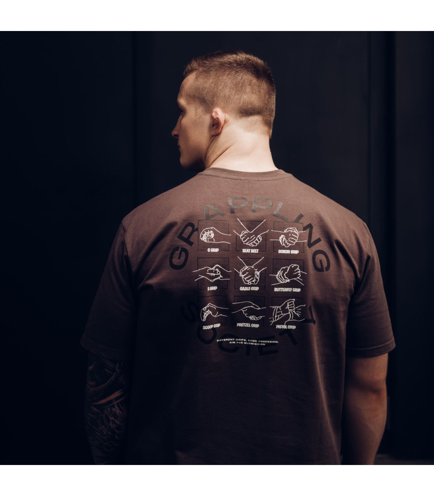 Тениска Ground Game - T-shirt Grappling Society Oversize (Brown)