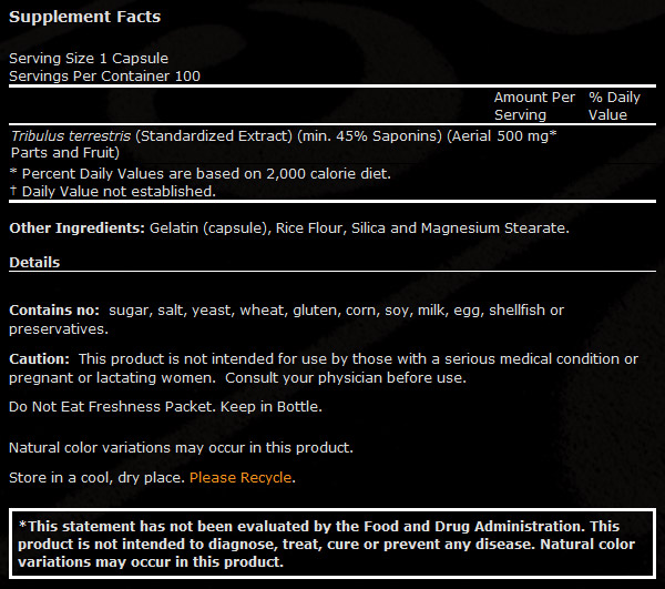 NOW Tribulus Terrestris 500 mg. / 100 Caps.